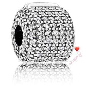 EUC Pandora 791873CZ Sterling Silver Pave Barrel Clip w/ Clear Zirconia